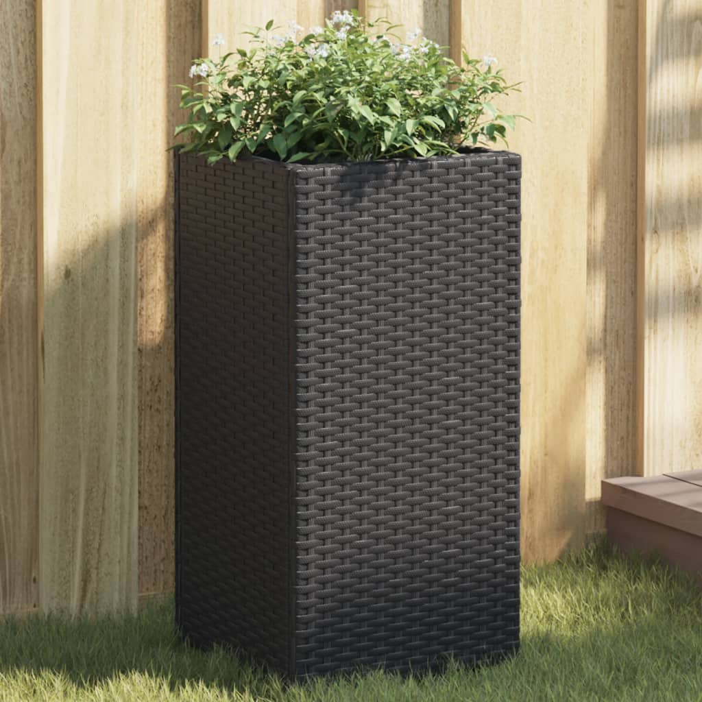 vidaXL Donica ogrodowa, czarna, 30x30x60 cm, rattan PE