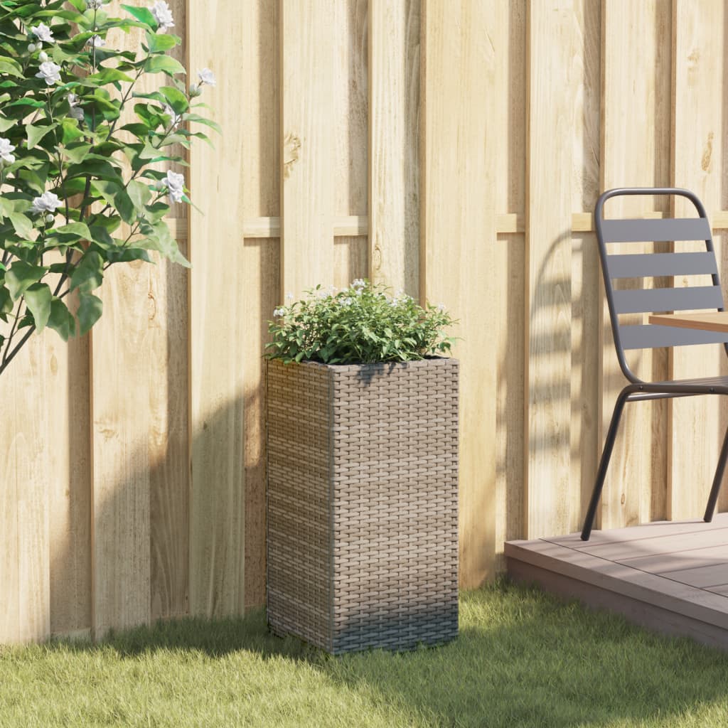 vidaXL Donica ogrodowa, szara, 30x30x60 cm, rattan PE