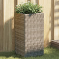 vidaXL Donica ogrodowa, szara, 30x30x60 cm, rattan PE