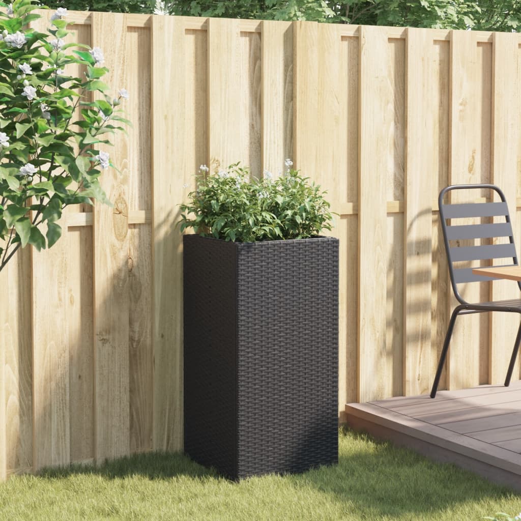 vidaXL Donica ogrodowa, czarna, 40x40x80 cm, rattan PE