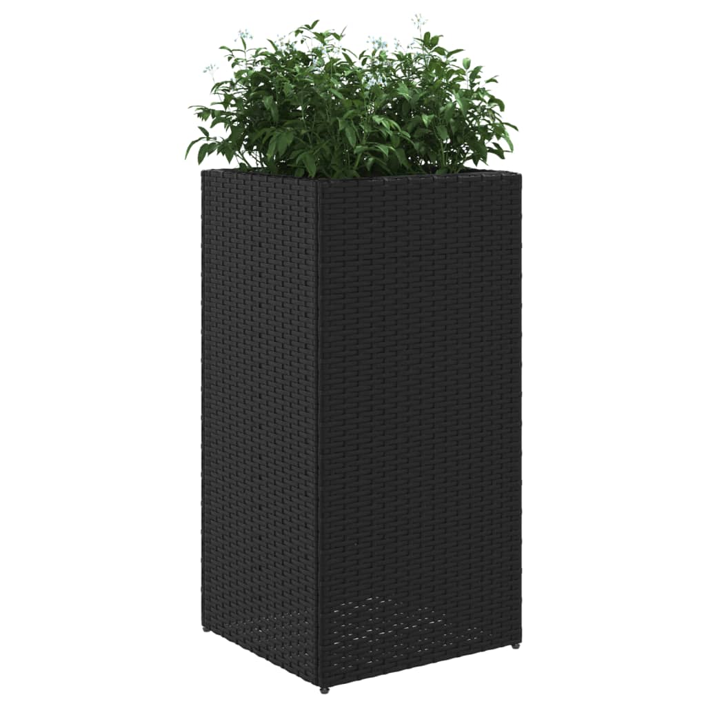vidaXL Donica ogrodowa, czarna, 40x40x80 cm, rattan PE