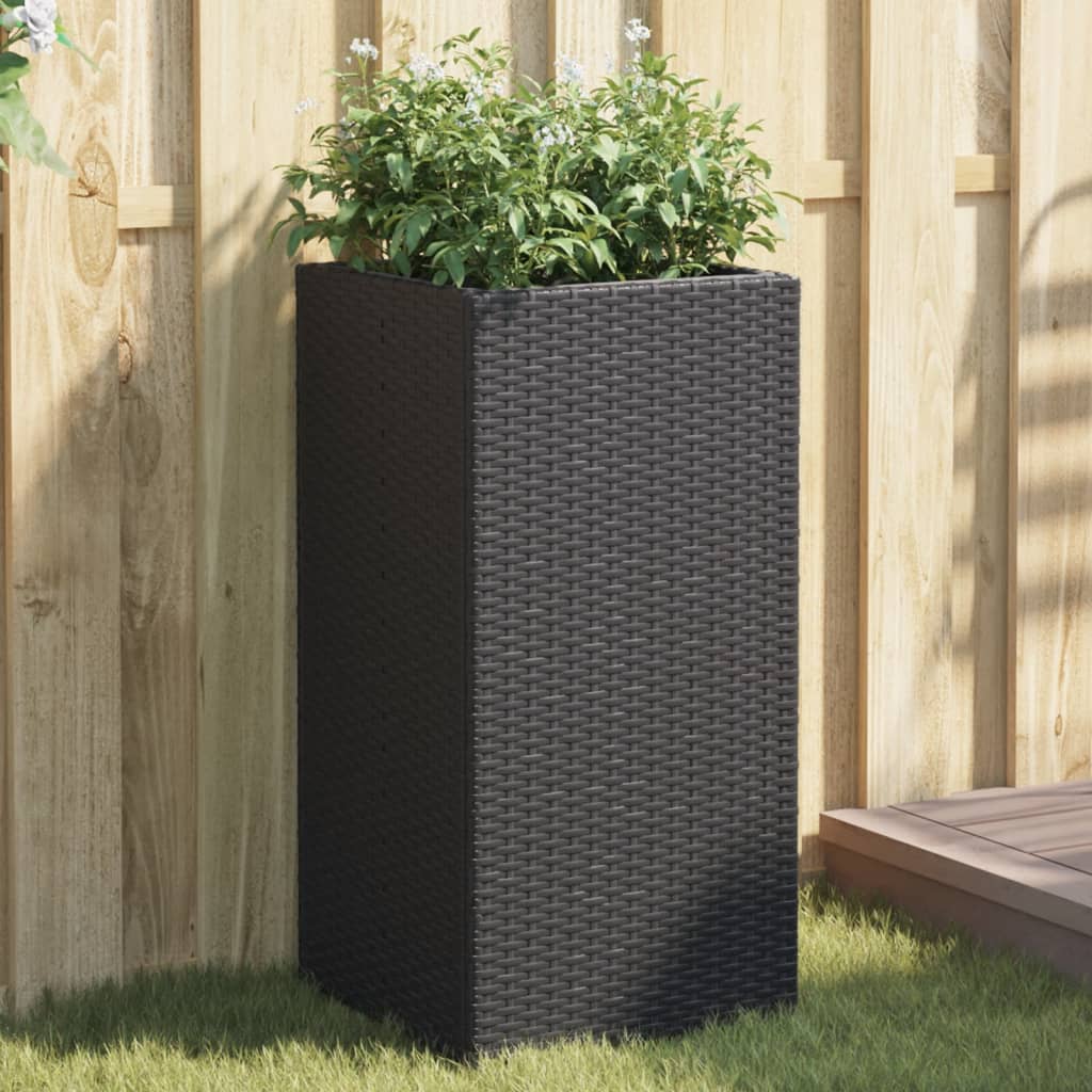 vidaXL Donica ogrodowa, czarna, 40x40x80 cm, rattan PE