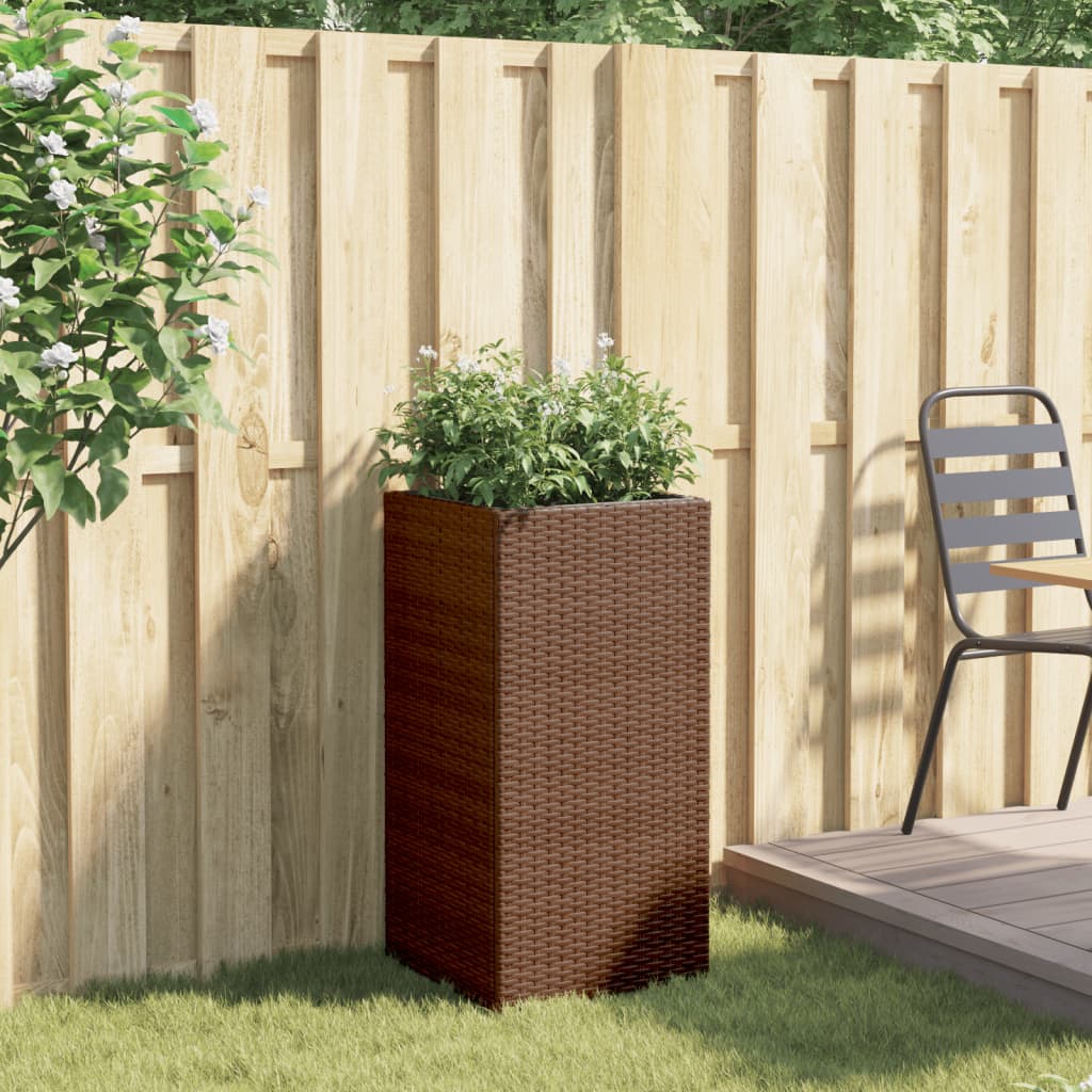vidaXL Donica, brązowa, 40x40x80 cm, rattan PE