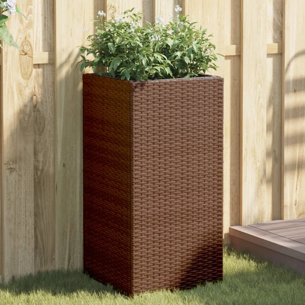 vidaXL Donica, brązowa, 40x40x80 cm, rattan PE