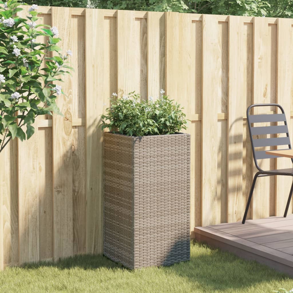vidaXL Donica ogrodowa, szara, 40x40x80 cm, rattan PE
