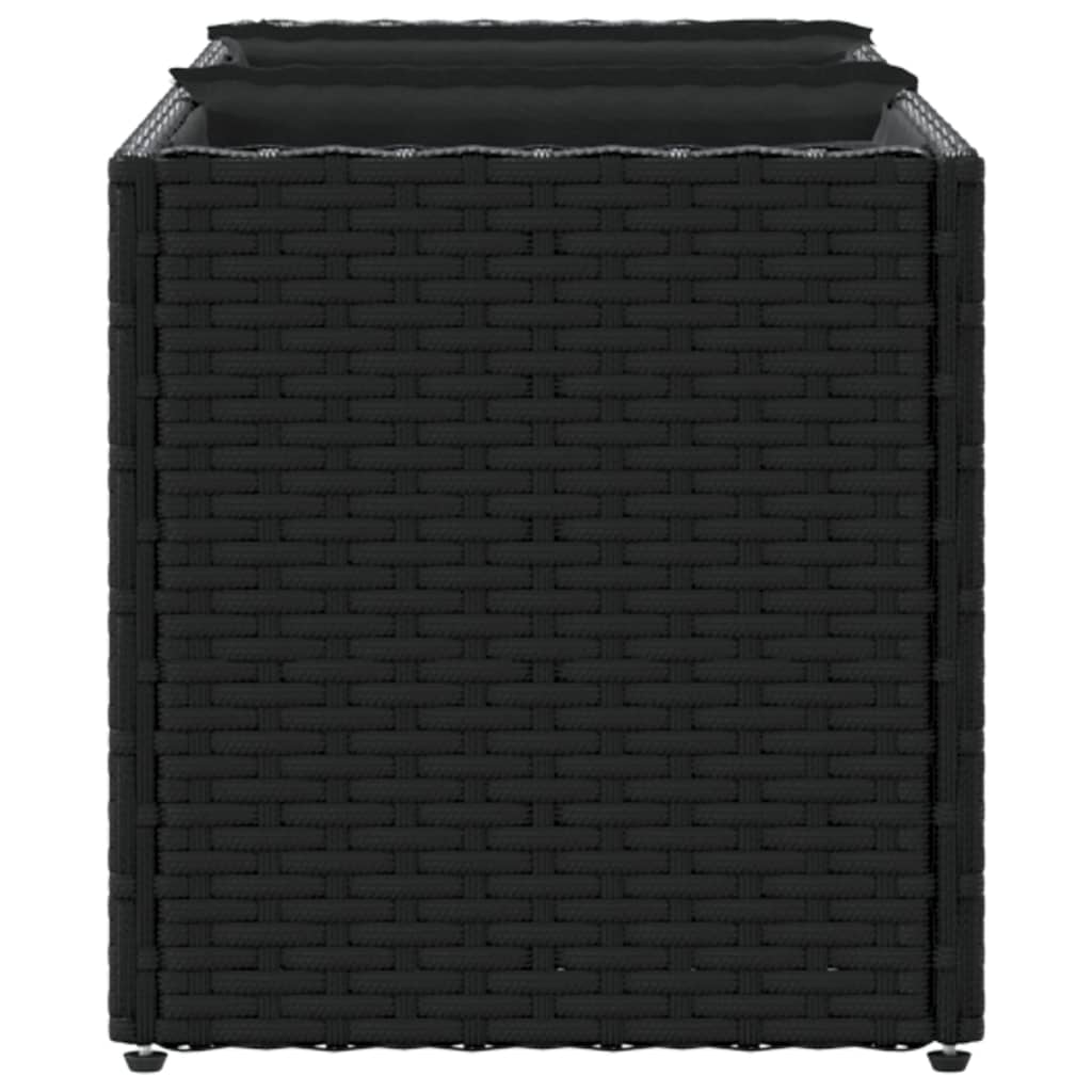 vidaXL Donica ogrodowa z 3 wkładami, czarna, 105x30x32 cm, rattan PE