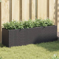 vidaXL Donica ogrodowa z 3 wkładami, czarna, 105x30x32 cm, rattan PE