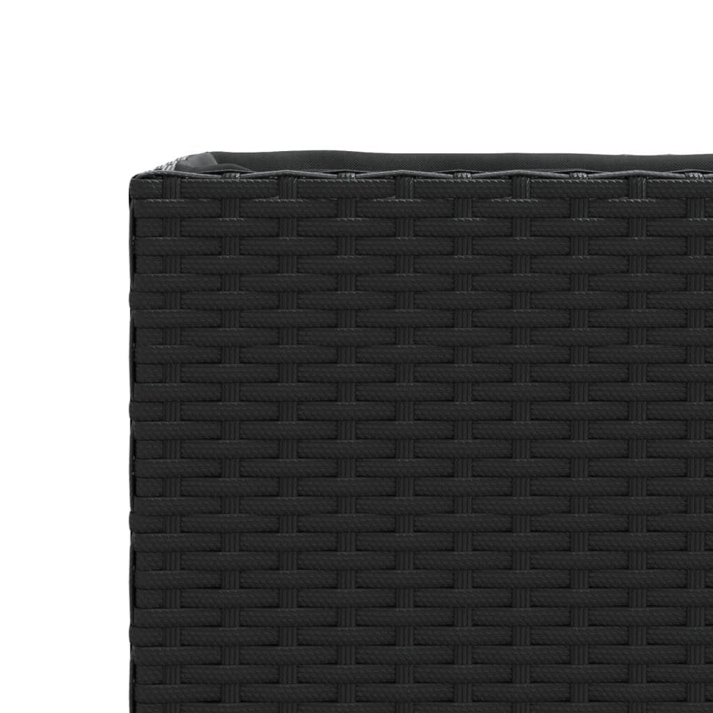 vidaXL Donica ogrodowa z kółkami i 3 wkładami, czarna, 107x32x38 cm