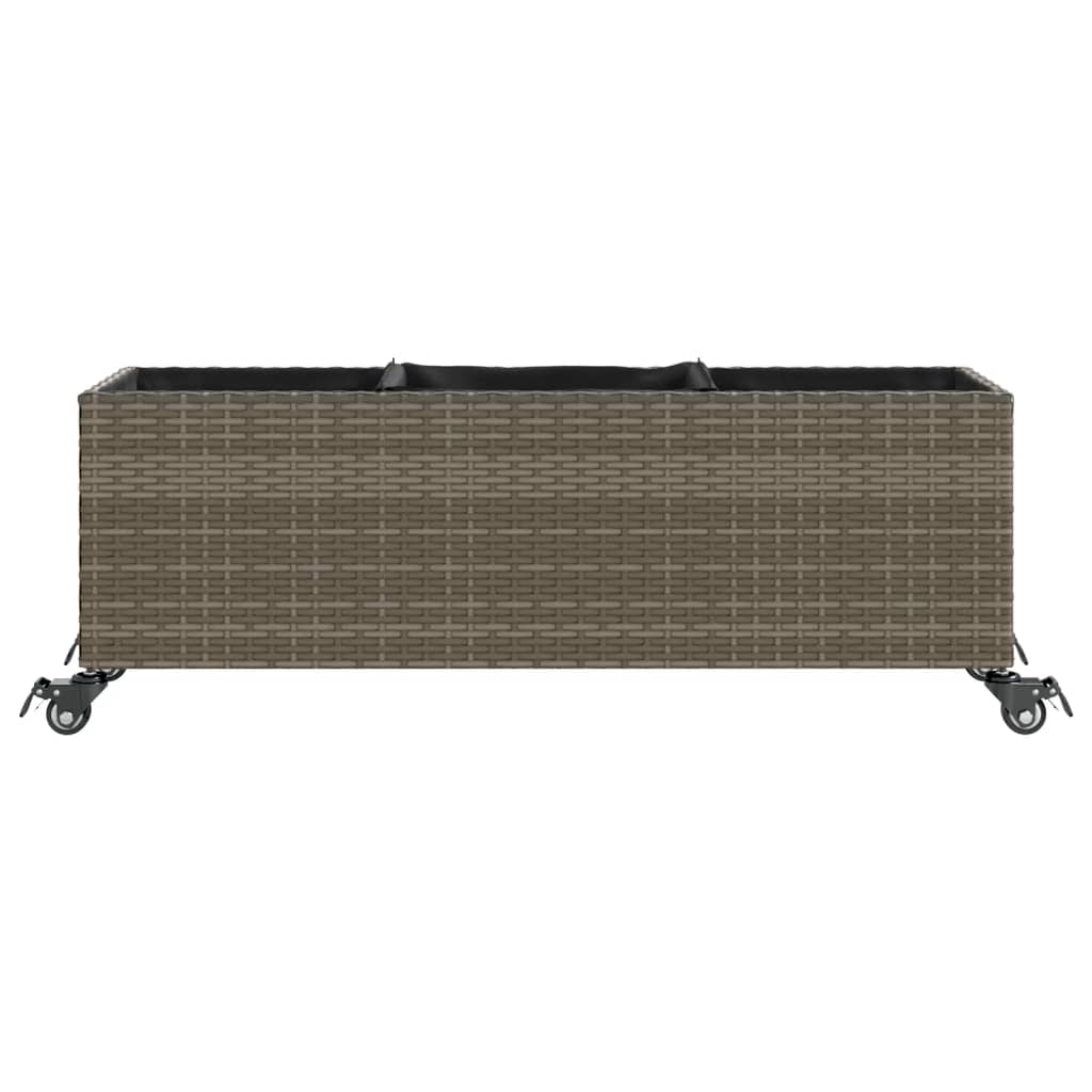 vidaXL Donica ogrodowa z kółkami i 3 wkładami, szara, 107x32x38 cm