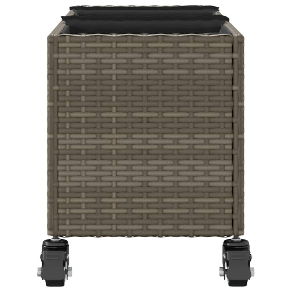 vidaXL Donica ogrodowa z kółkami i 3 wkładami, szara, 107x32x38 cm