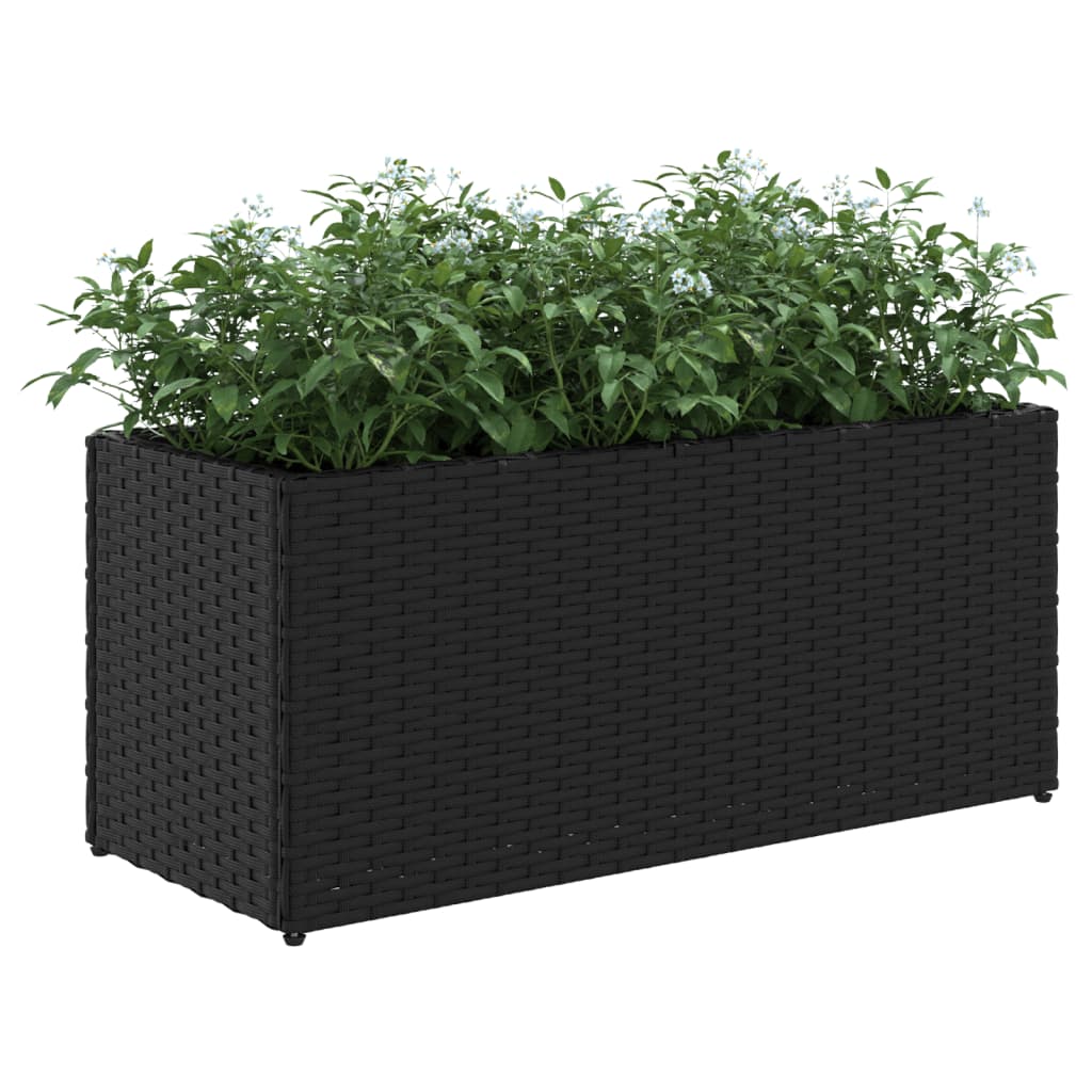 vidaXL Donica ogrodowa z 2 wkładami, czarna, 72x30x32 cm, rattan PE