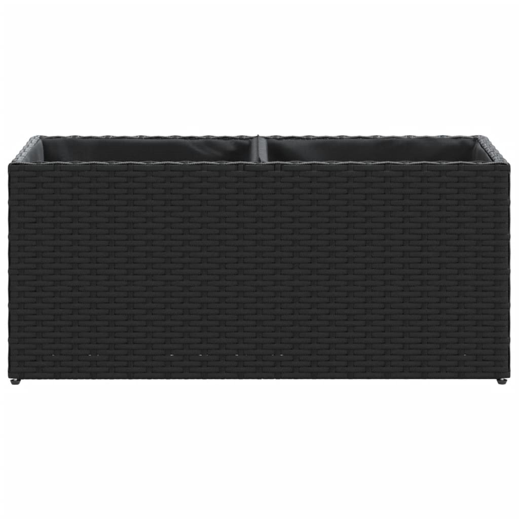 vidaXL Donica ogrodowa z 2 wkładami, czarna, 72x30x32 cm, rattan PE
