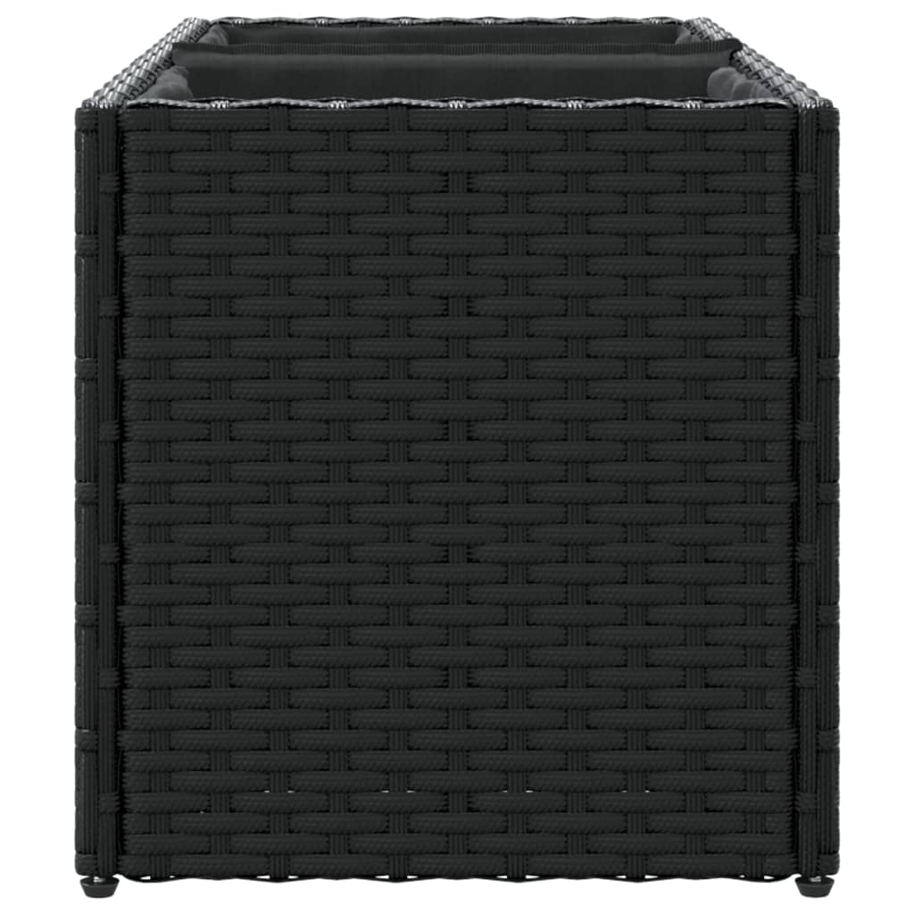 vidaXL Donica ogrodowa z 2 wkładami, czarna, 72x30x32 cm, rattan PE