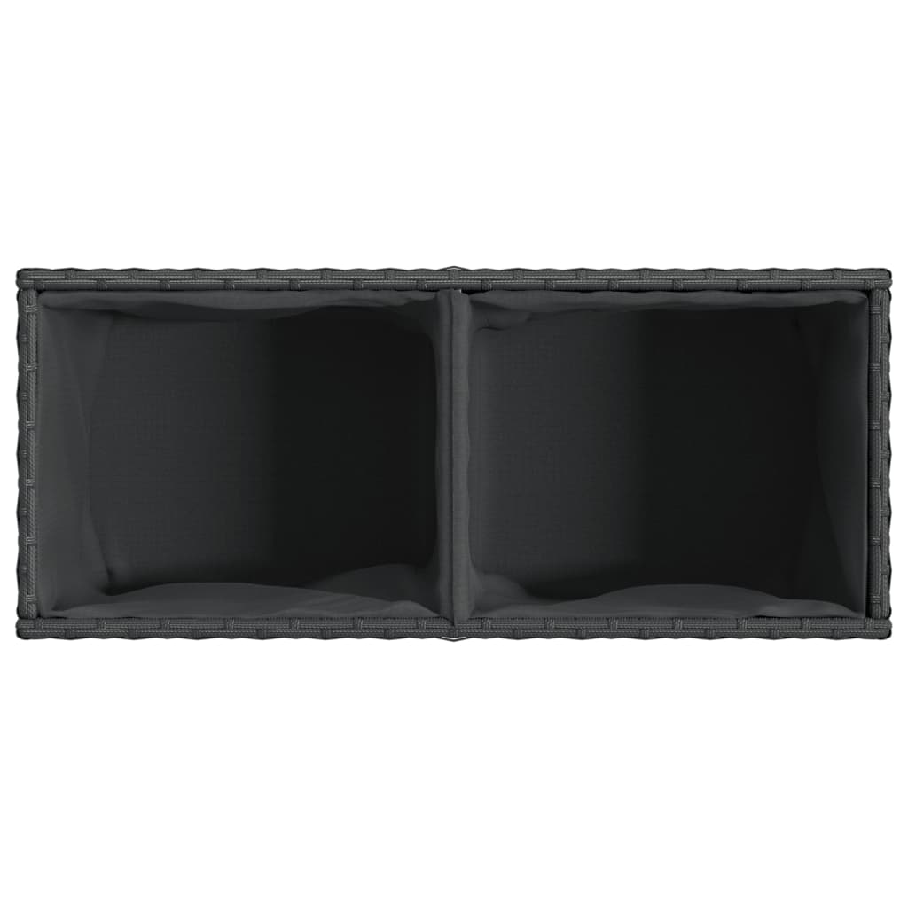 vidaXL Donica ogrodowa z 2 wkładami, czarna, 72x30x32 cm, rattan PE