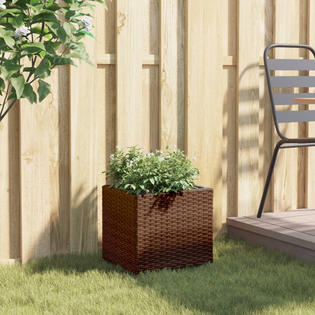 vidaXL Donica ogrodowa, brązowa, 36x30x32 cm, rattan PE