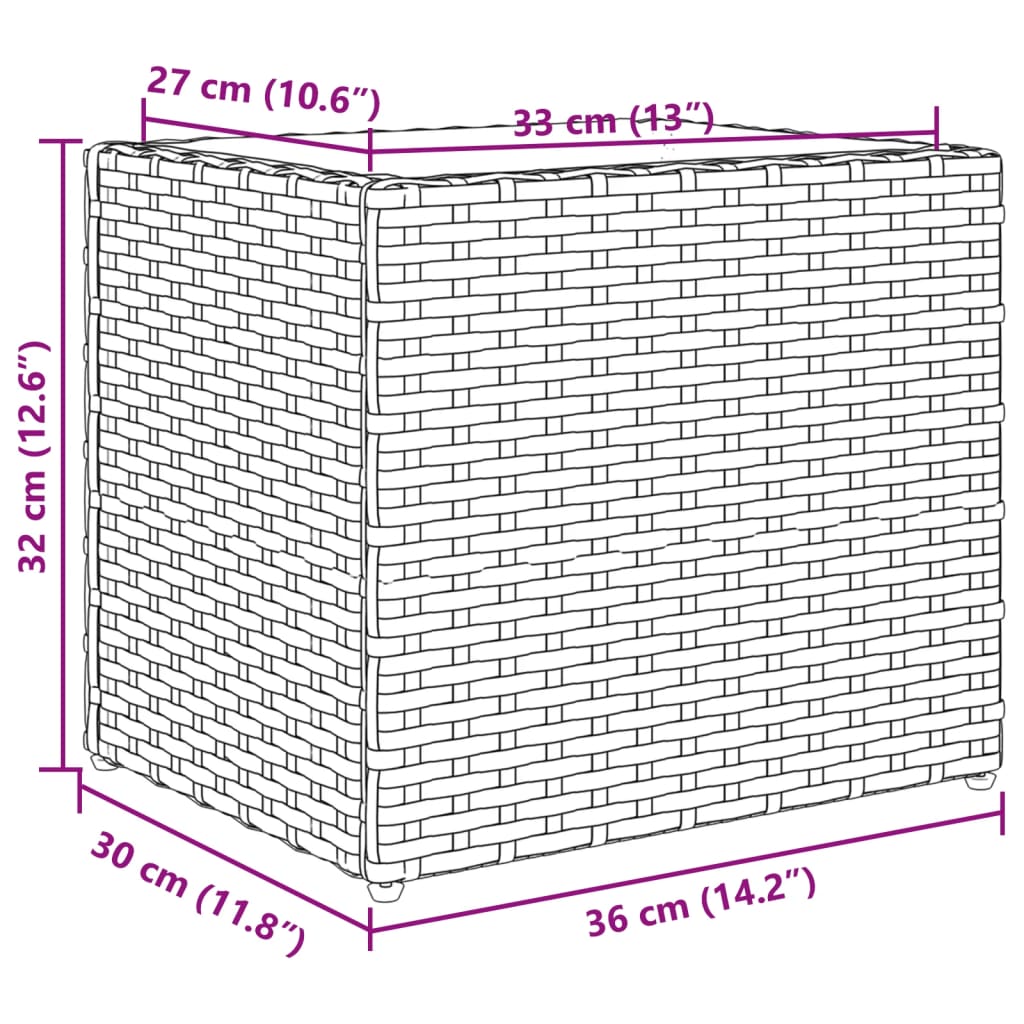 vidaXL Donica ogrodowa, brązowa, 36x30x32 cm, rattan PE