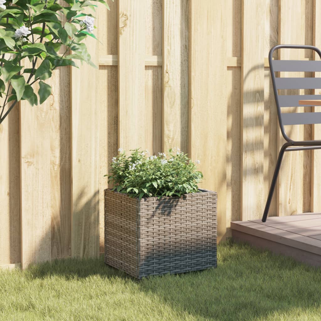 vidaXL Donica ogrodowa, szara, 36x30x32 cm, rattan PE