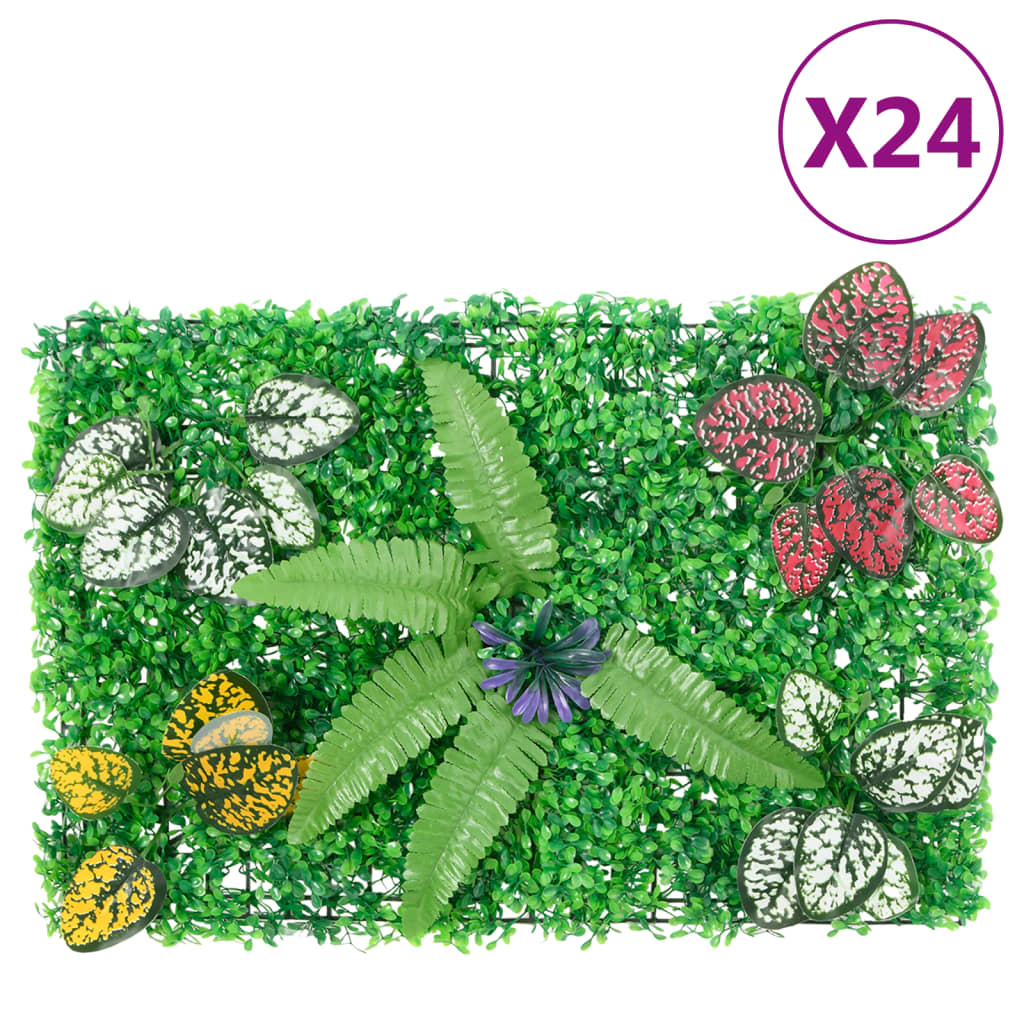  vidaXL Maty ze sztucznymi roślinami, 24 szt, zielone, 40x60 cm