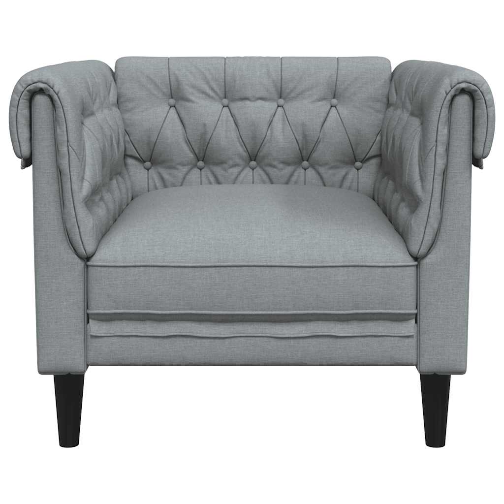 vidaXL Fotel Chesterfield, jasnoszary, obity tkaniną