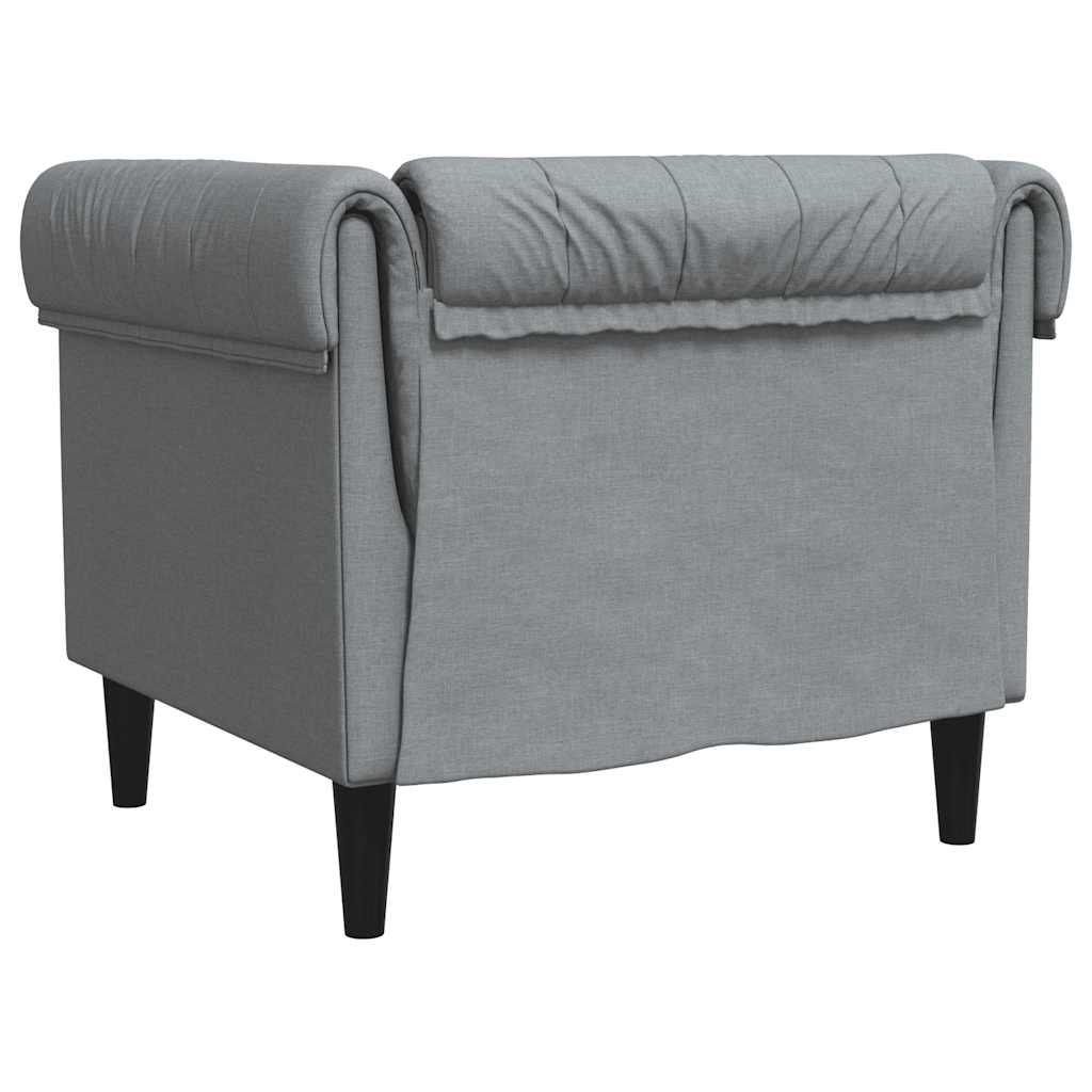 vidaXL Fotel Chesterfield, jasnoszary, obity tkaniną