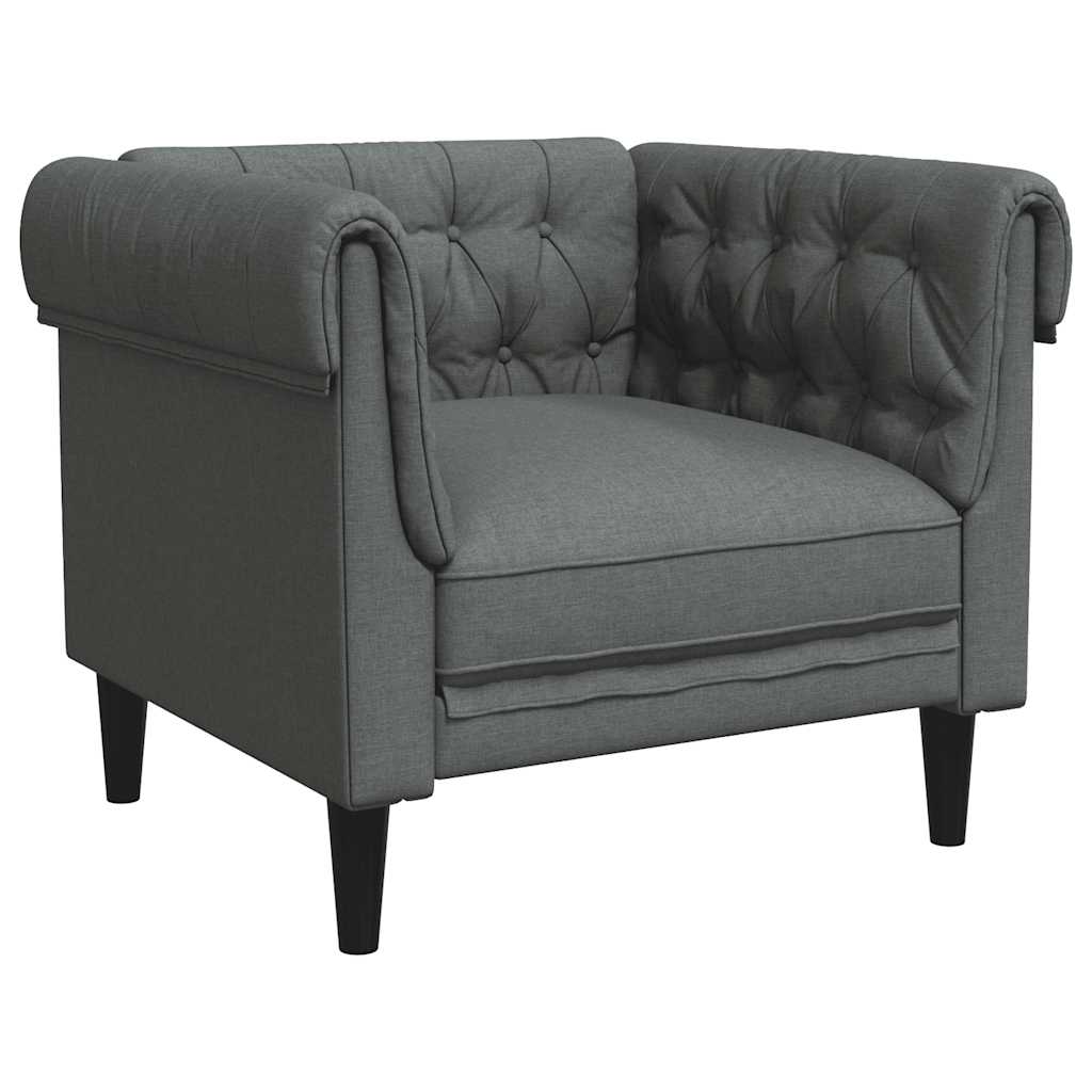 vidaXL Fotel Chesterfield, ciemnoszary, obity tkaniną