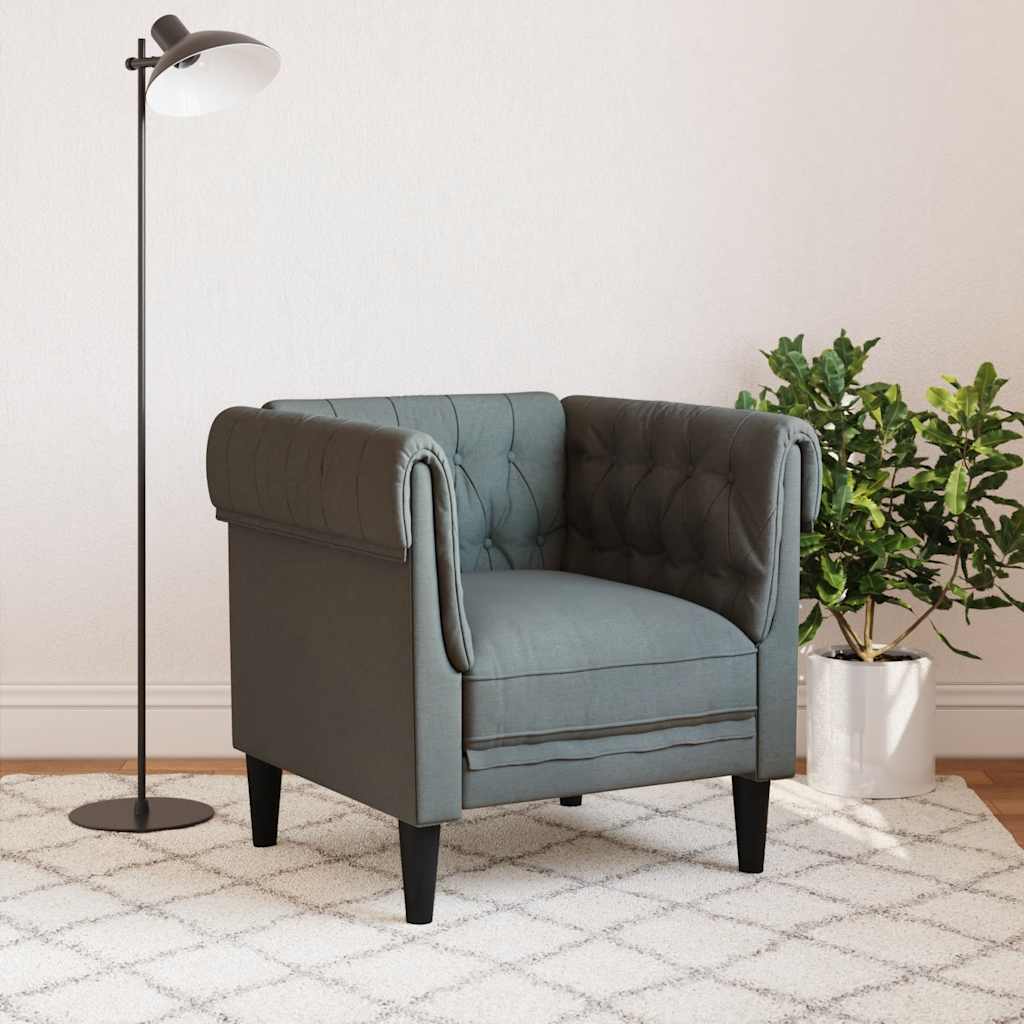 vidaXL Fotel Chesterfield, ciemnoszary, obity tkaniną
