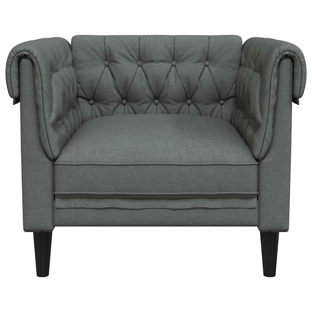 vidaXL Fotel Chesterfield, ciemnoszary, obity tkaniną