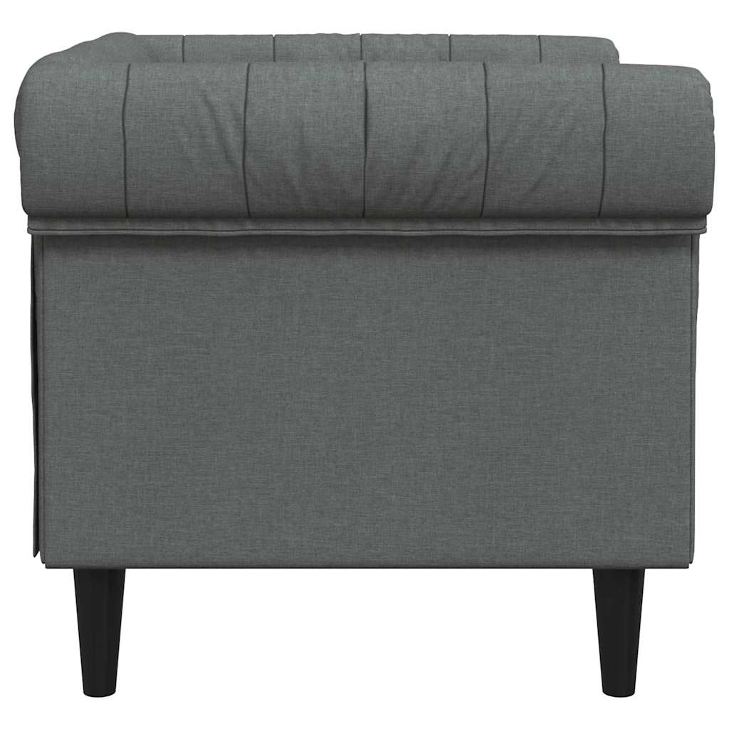 vidaXL Fotel Chesterfield, ciemnoszary, obity tkaniną
