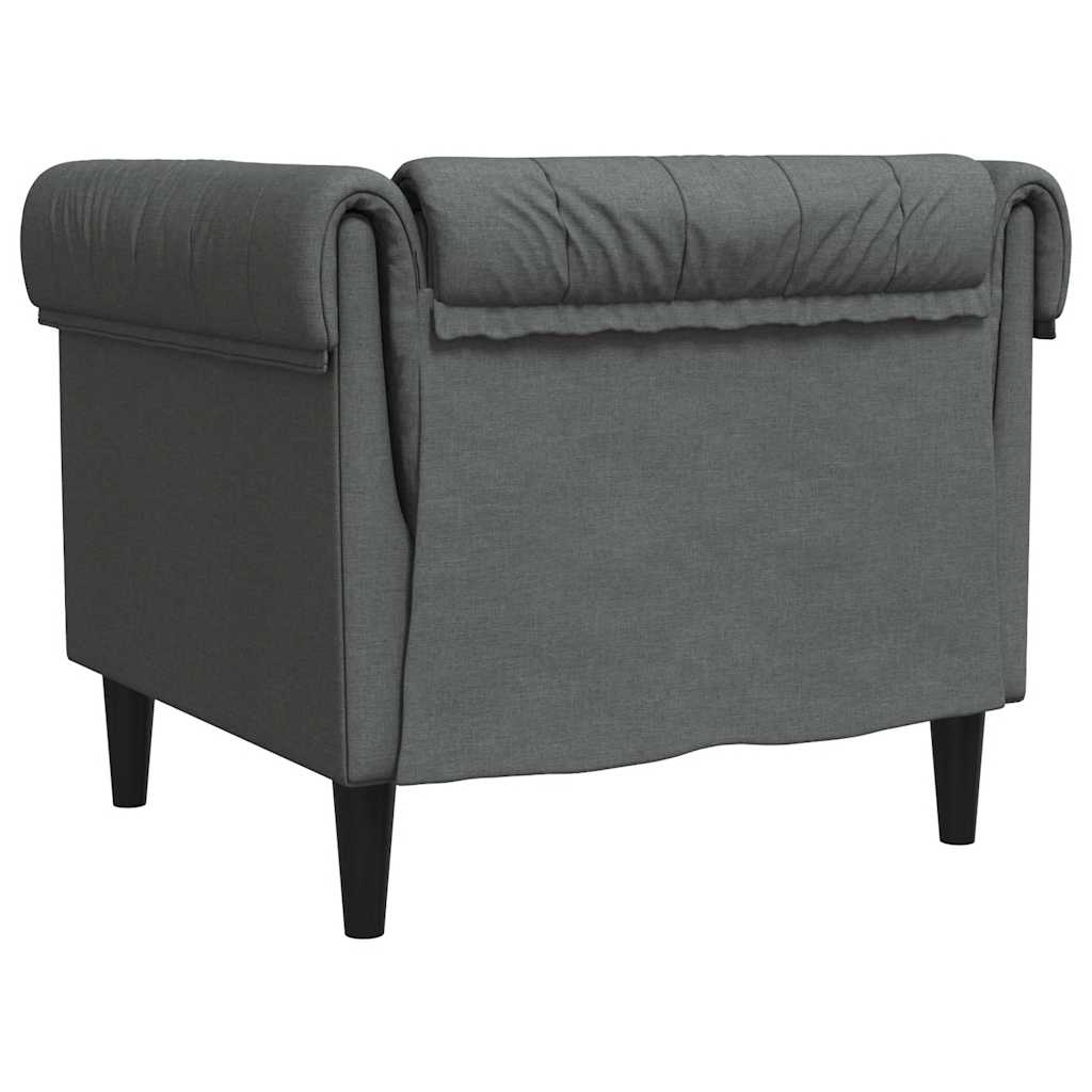 vidaXL Fotel Chesterfield, ciemnoszary, obity tkaniną