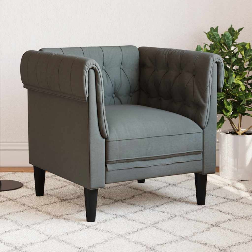 vidaXL Fotel Chesterfield, ciemnoszary, obity tkaniną