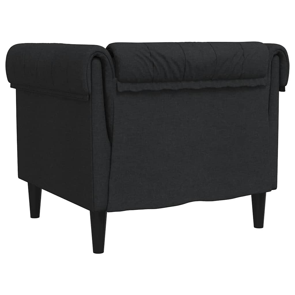 vidaXL Fotel Chesterfield, czarny, obity tkaniną