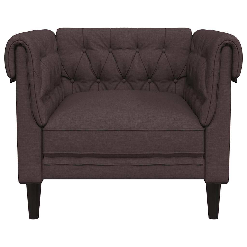 vidaXL Fotel Chesterfield, ciemnobrązowy, obity tkaniną
