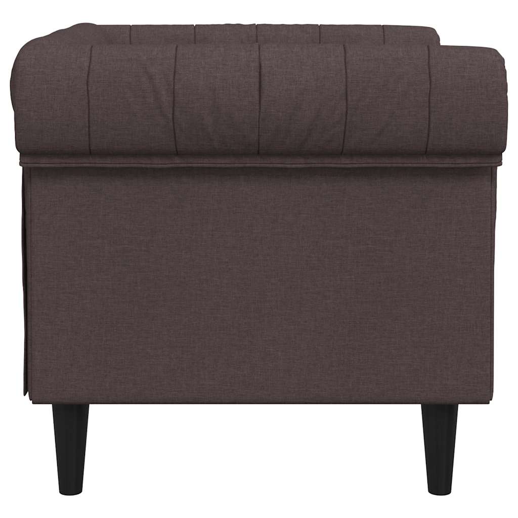 vidaXL Fotel Chesterfield, ciemnobrązowy, obity tkaniną