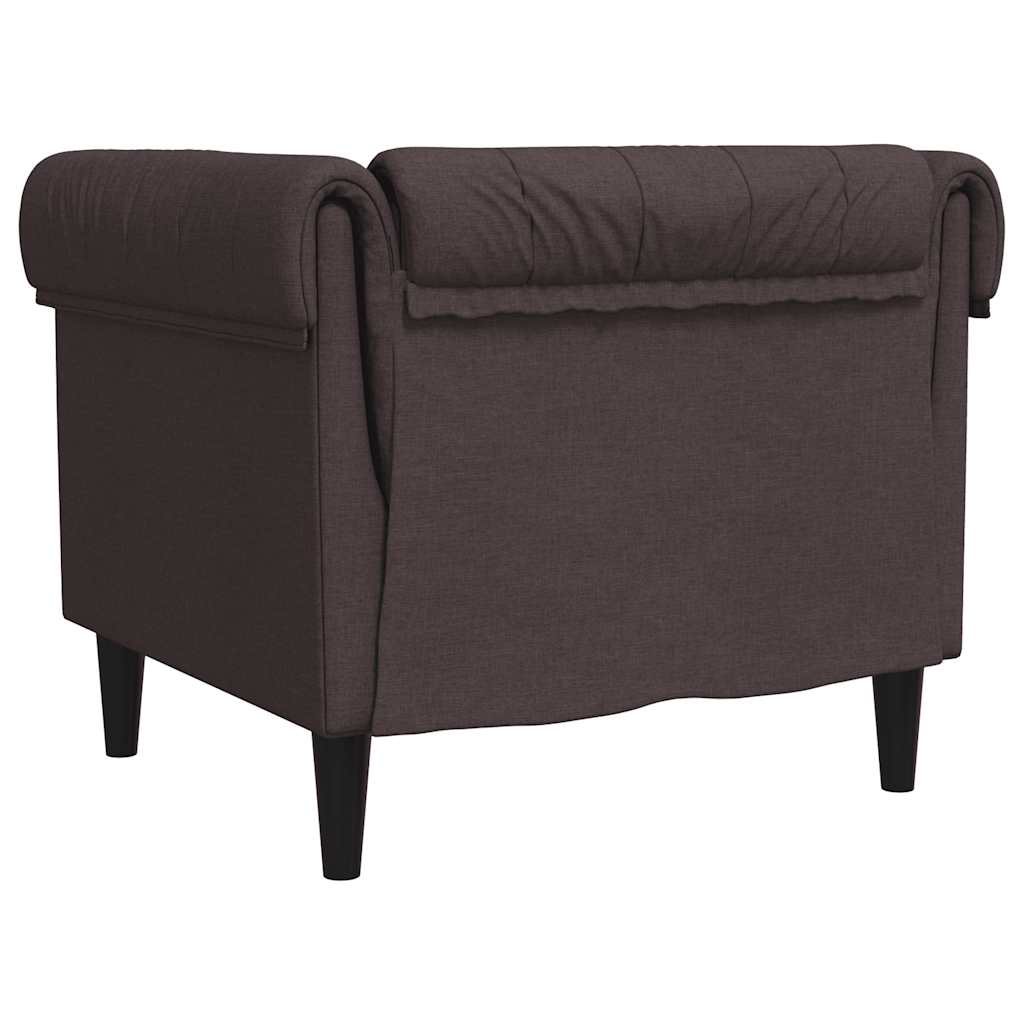 vidaXL Fotel Chesterfield, ciemnobrązowy, obity tkaniną