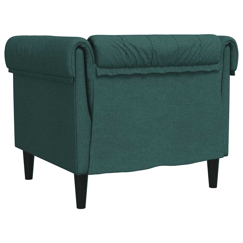 vidaXL Fotel Chesterfield, ciemnozielony, obity tkaniną