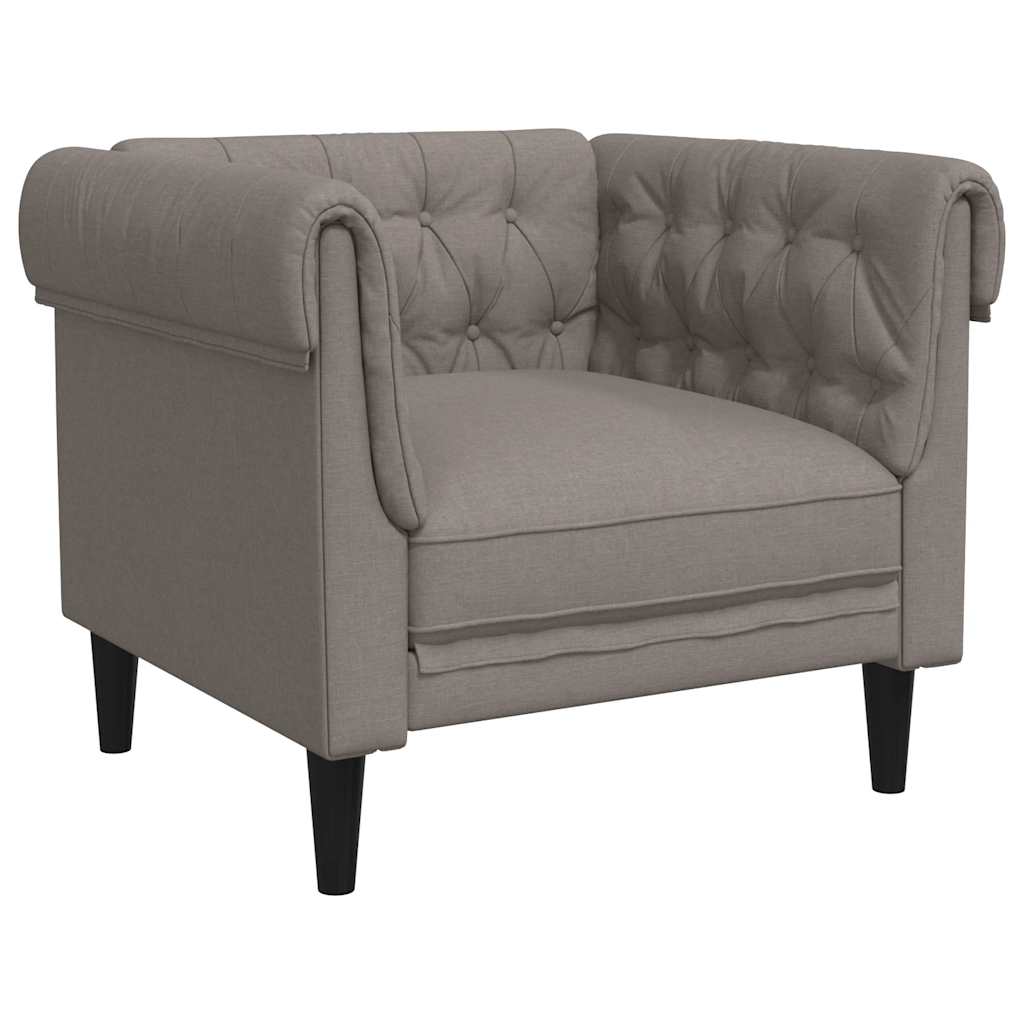 vidaXL Fotel Chesterfield, kolor taupe, obity tkaniną