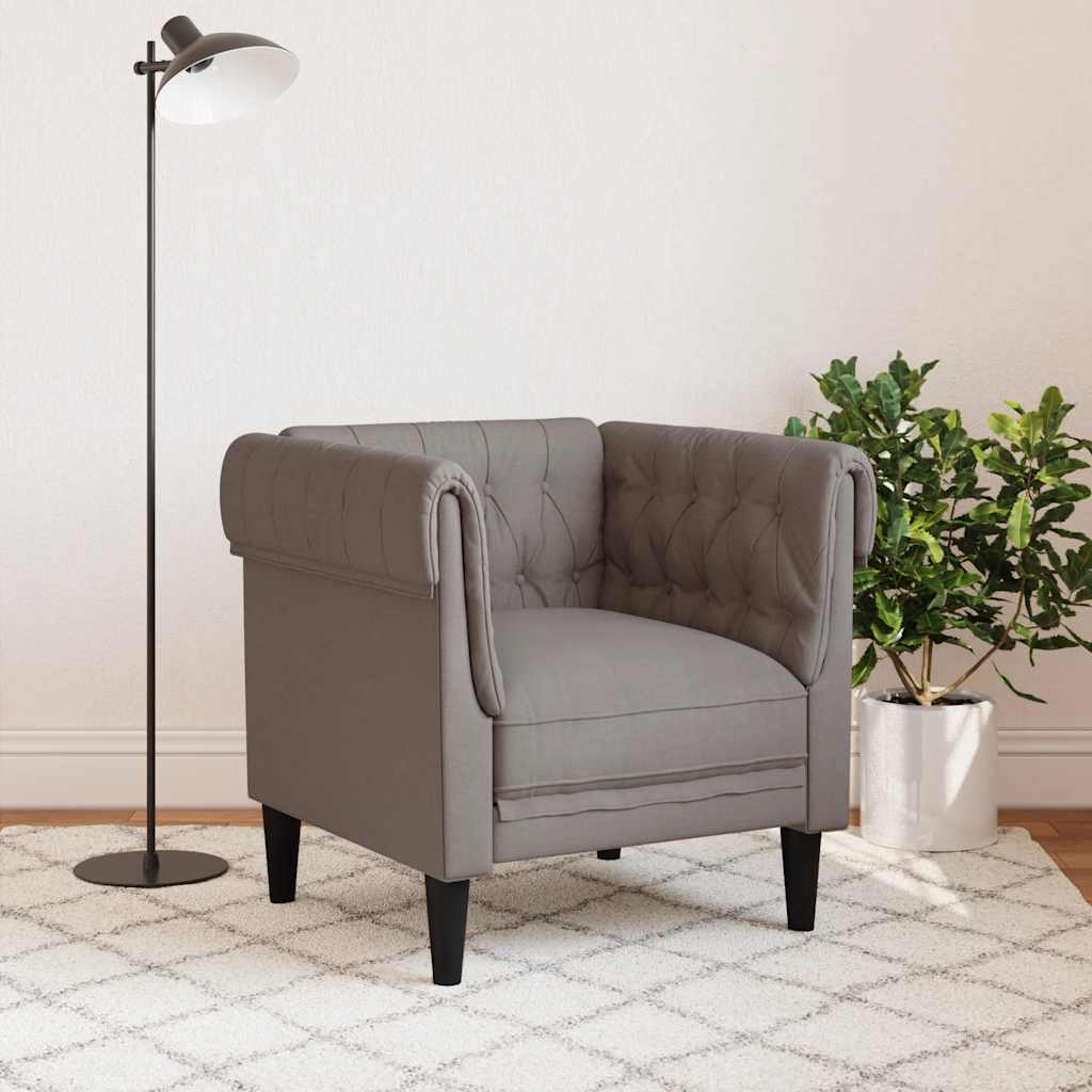 vidaXL Fotel Chesterfield, kolor taupe, obity tkaniną