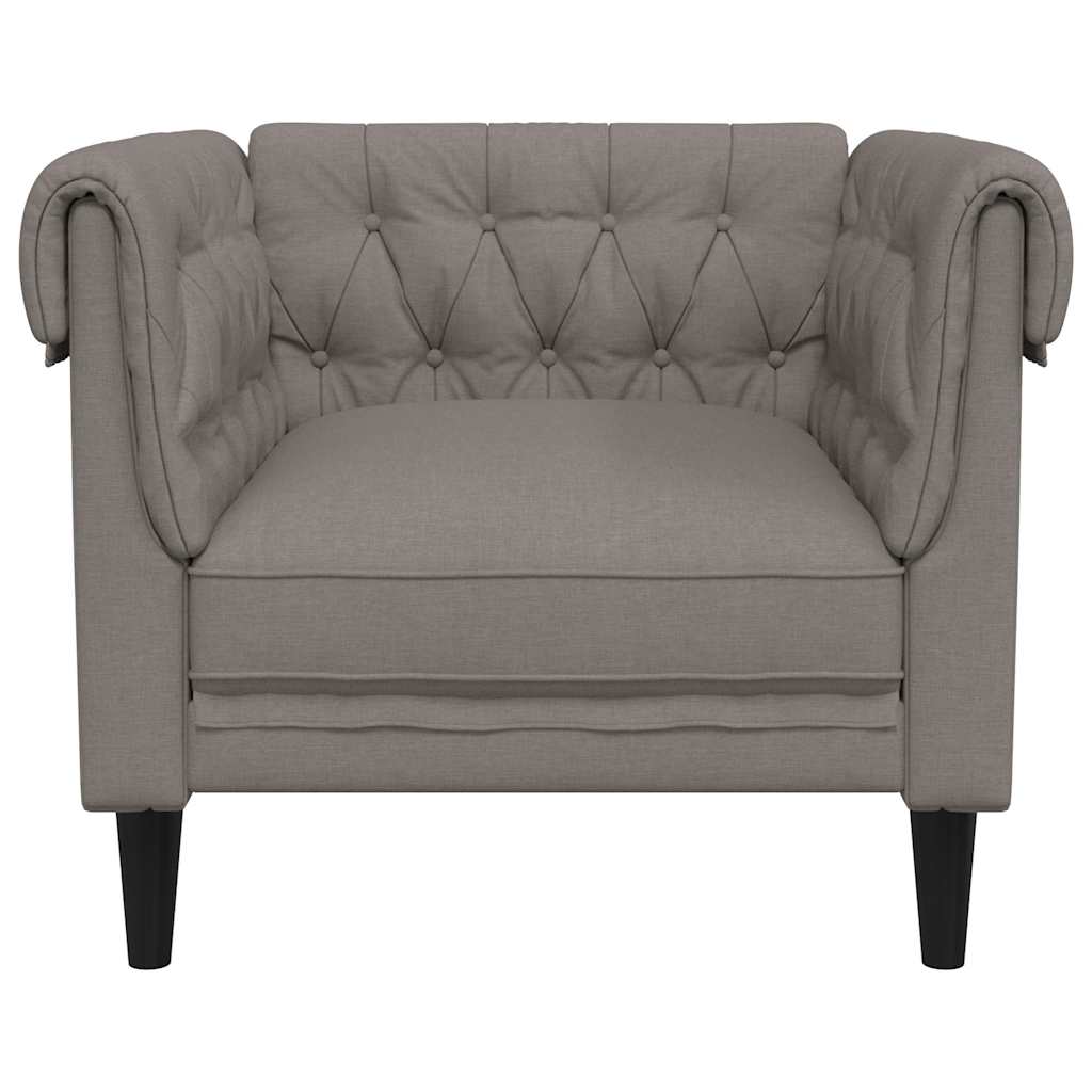 vidaXL Fotel Chesterfield, kolor taupe, obity tkaniną