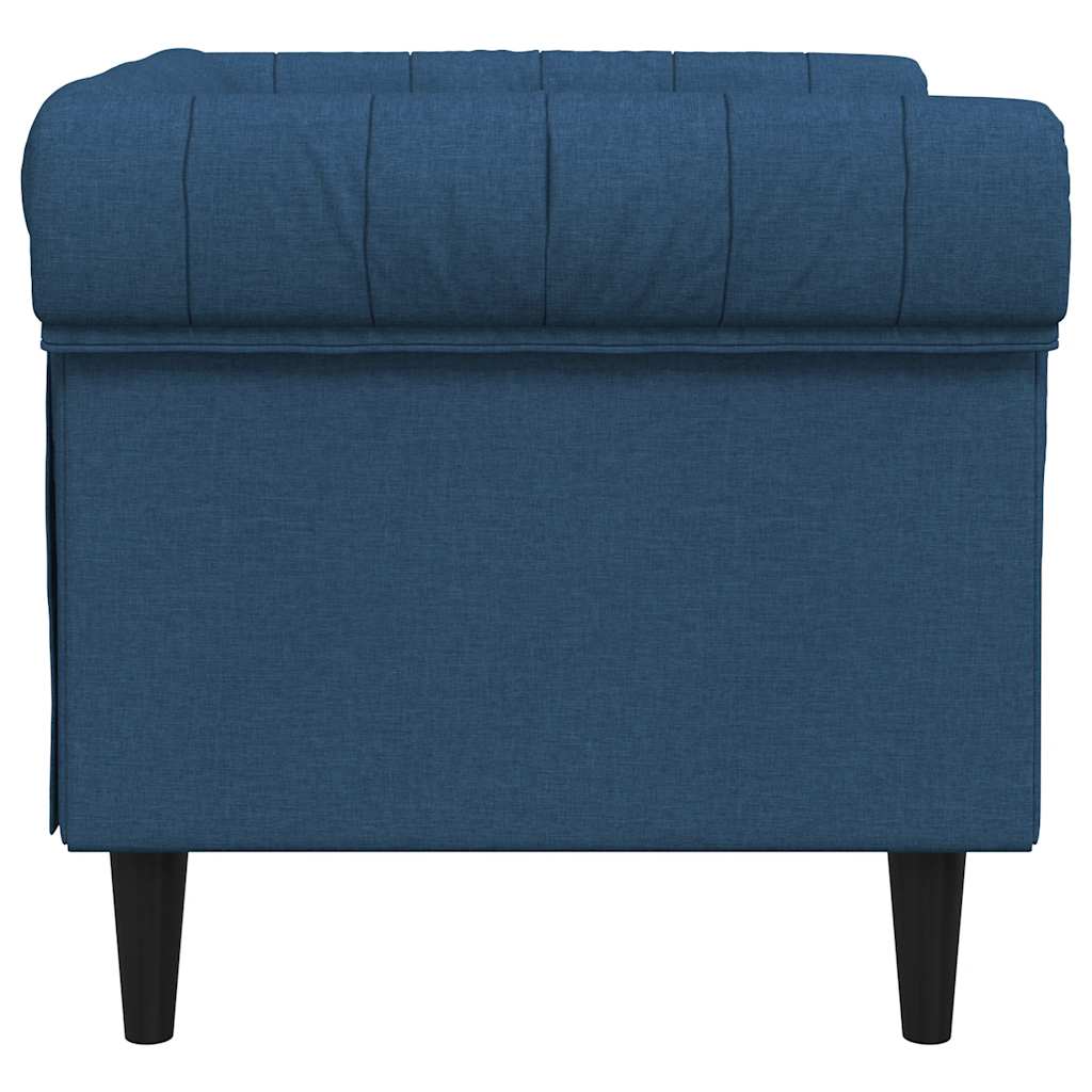 vidaXL Fotel Chesterfield, niebieski, obity tkaniną
