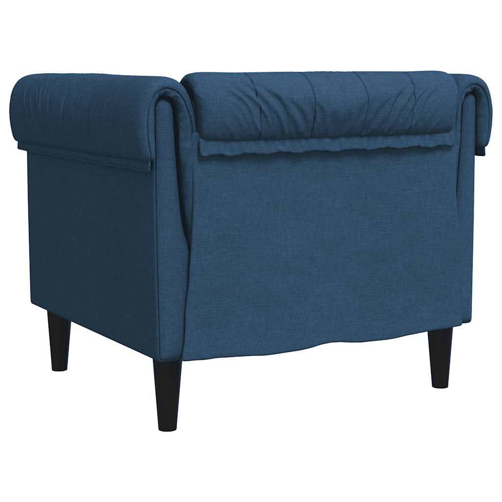 vidaXL Fotel Chesterfield, niebieski, obity tkaniną