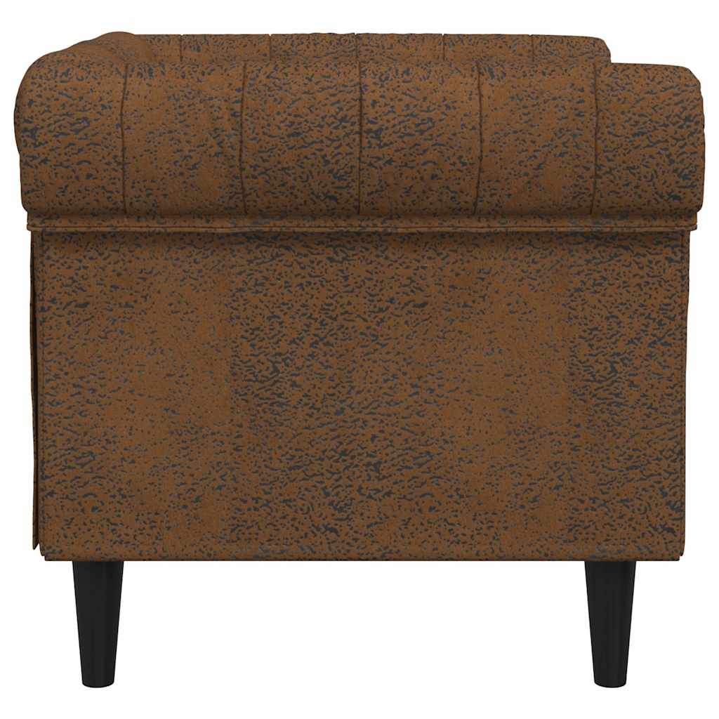 vidaXL Fotel Chesterfield, brązowy, obity tkaniną