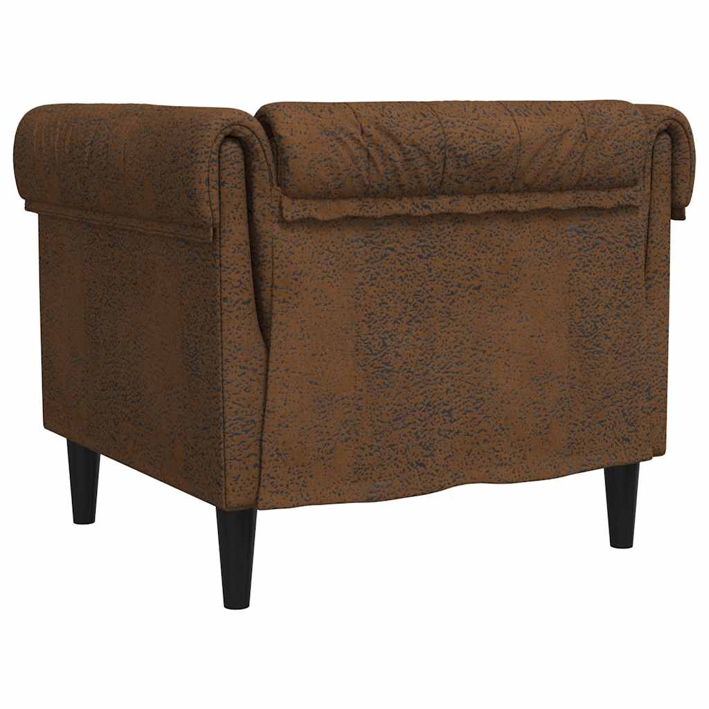 vidaXL Fotel Chesterfield, brązowy, obity tkaniną