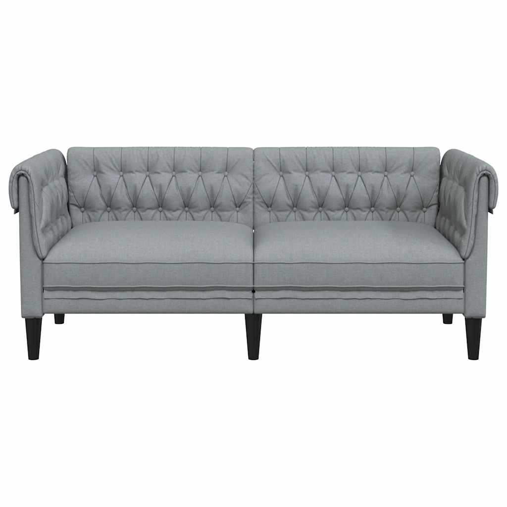 vidaXL Sofa Chesterfield, dwuosobowa, jasnoszara, obita tkaniną