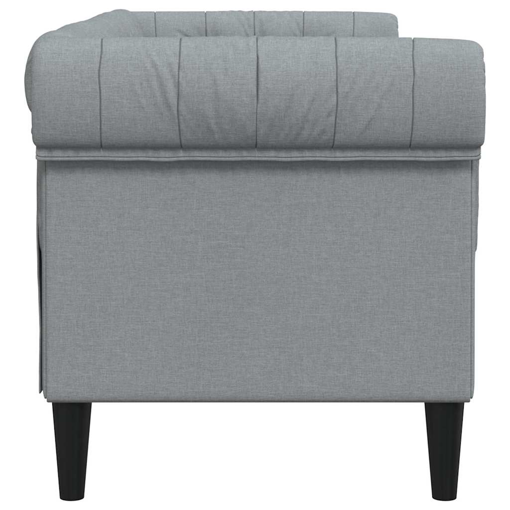 vidaXL Sofa Chesterfield, dwuosobowa, jasnoszara, obita tkaniną