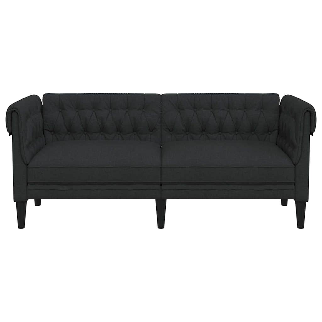 vidaXL Sofa Chesterfield, dwuosobowa, czarna, obita tkaniną