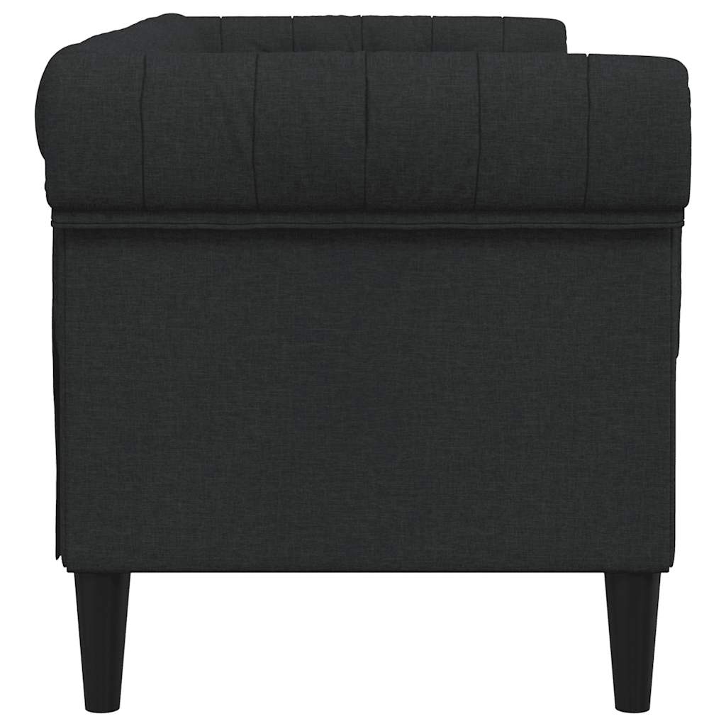 vidaXL Sofa Chesterfield, dwuosobowa, czarna, obita tkaniną