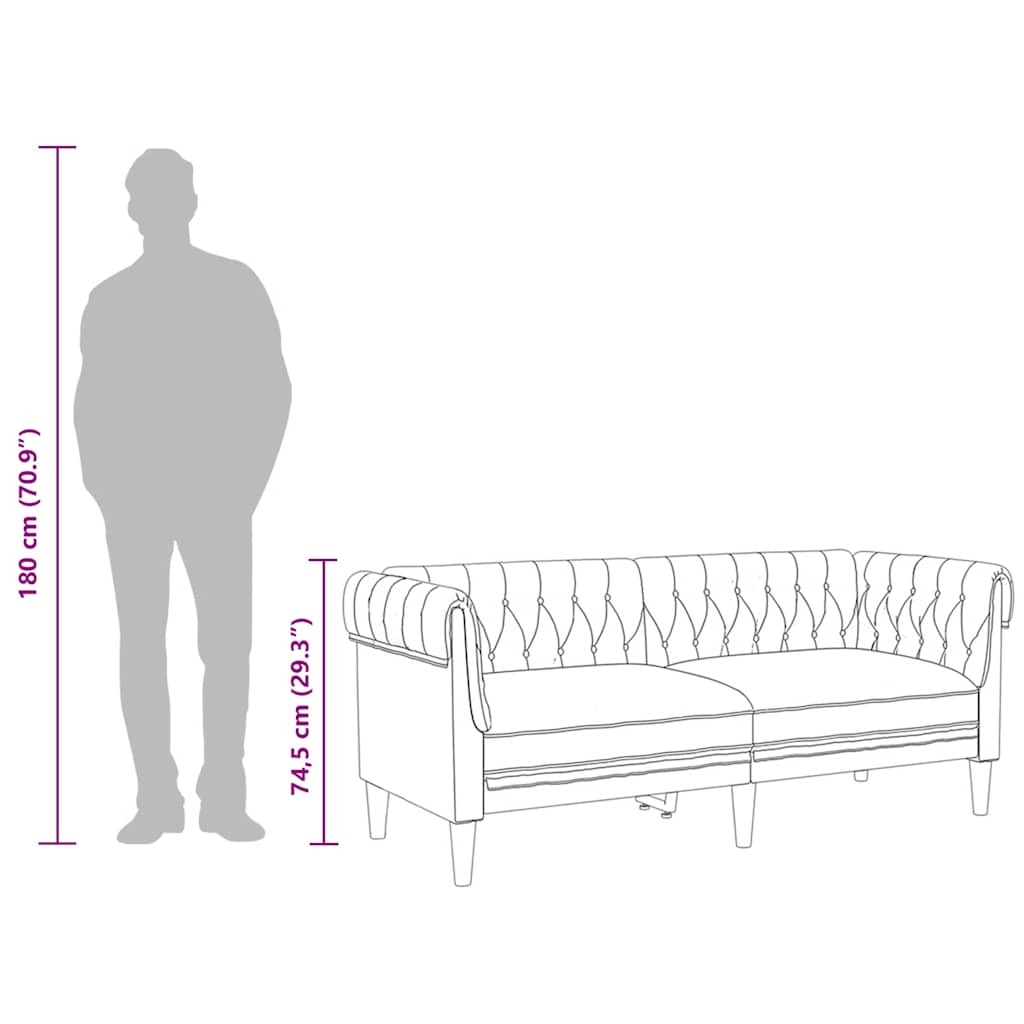 vidaXL Sofa Chesterfield, dwuosobowa, czarna, obita tkaniną