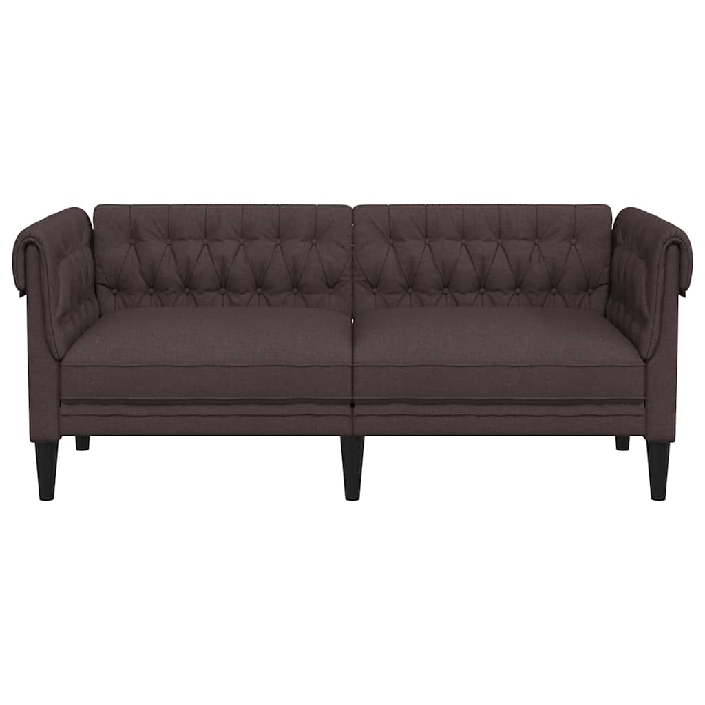 vidaXL Sofa Chesterfield, dwuosobowa, ciemnobrązowa, obita tkaniną