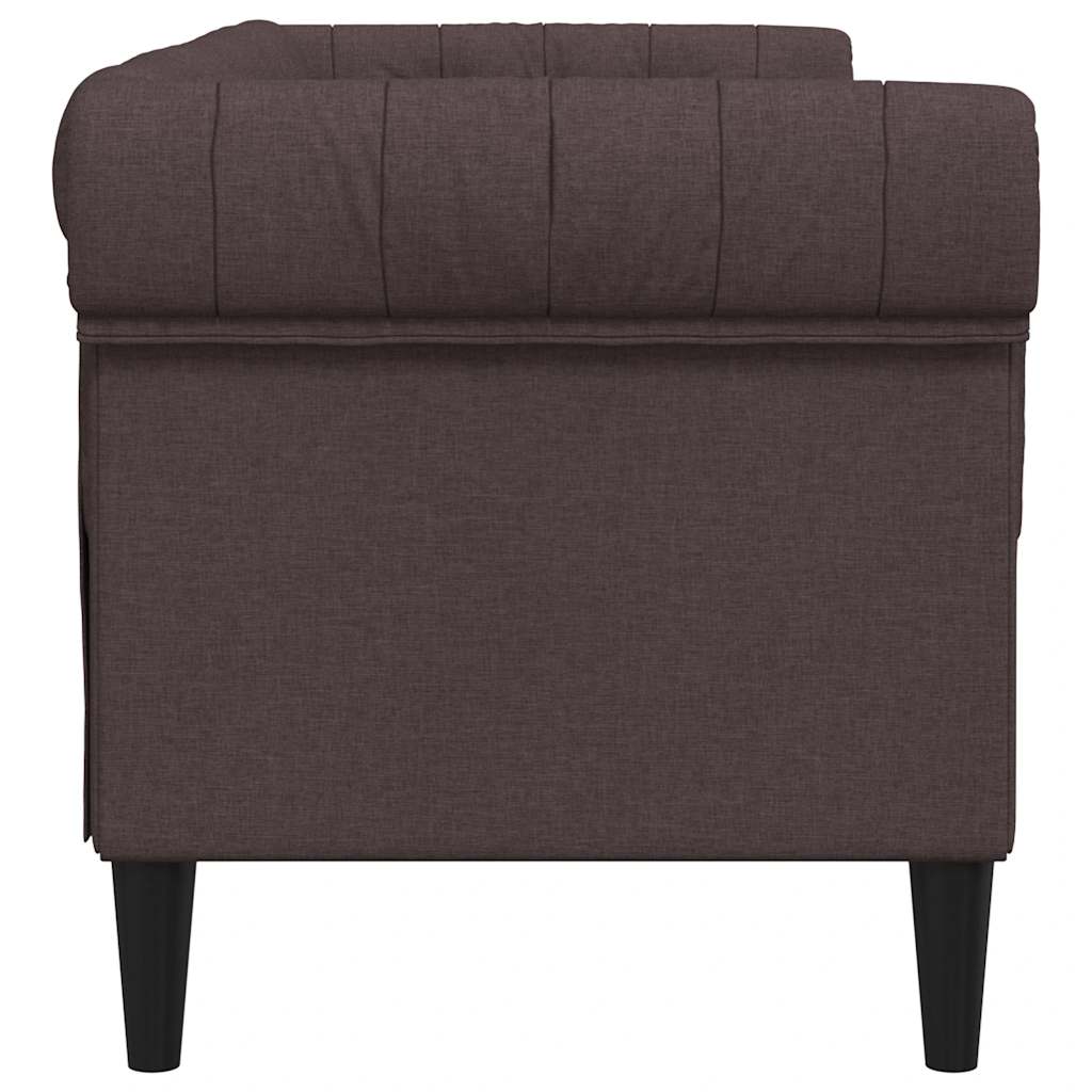 vidaXL Sofa Chesterfield, dwuosobowa, ciemnobrązowa, obita tkaniną