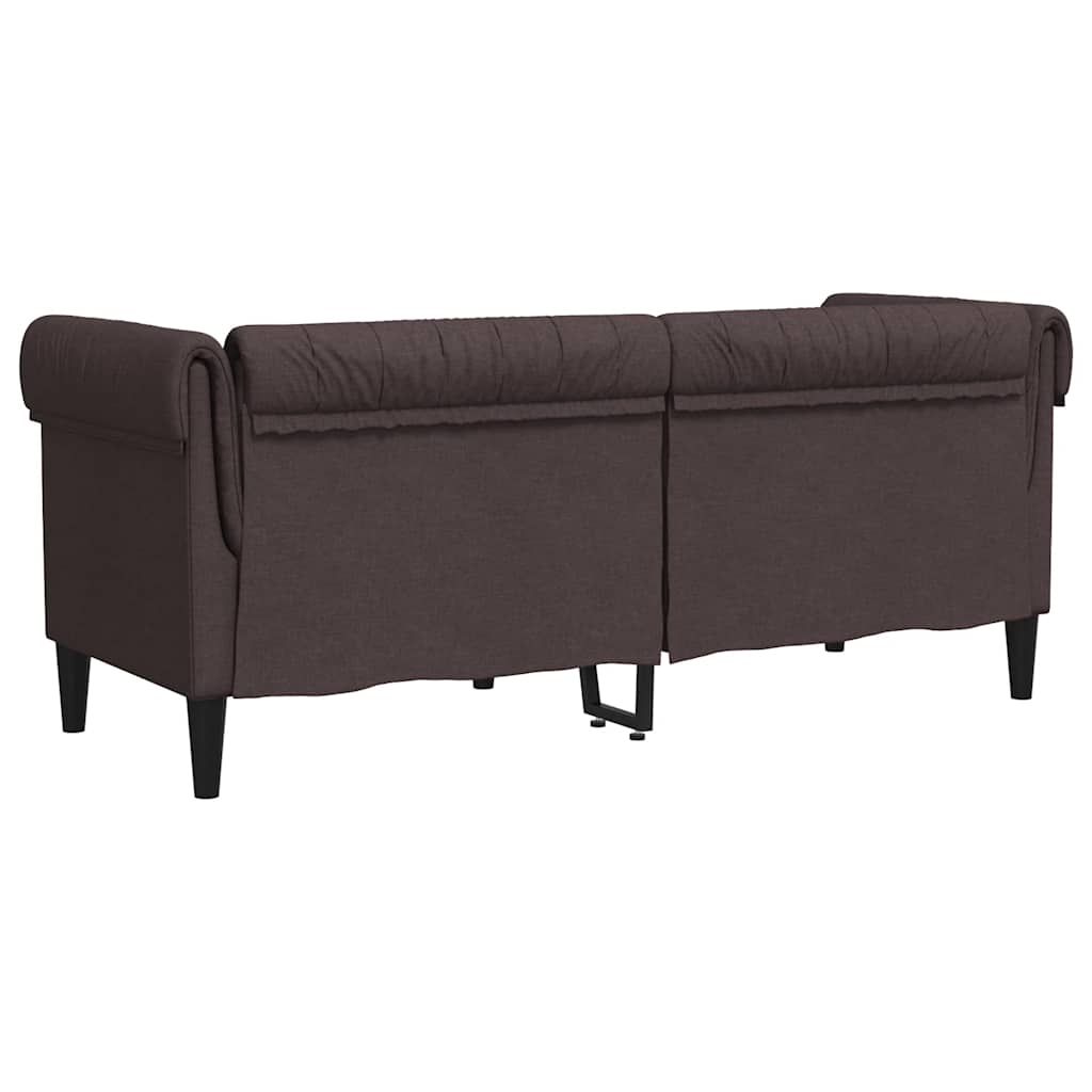 vidaXL Sofa Chesterfield, dwuosobowa, ciemnobrązowa, obita tkaniną